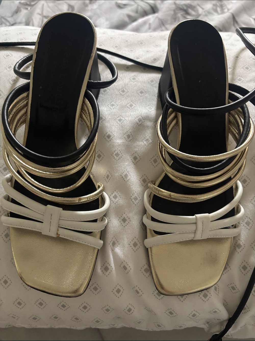 Strappy Metallic and White Women's from Italy sandals
